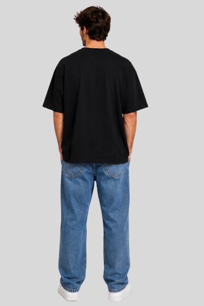 Men's Black Brave Modern Typography Oversized T-shirt