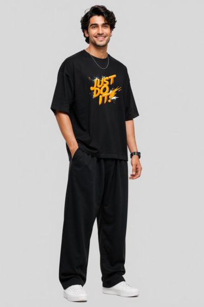 Men's Black Just Do It  Graphic  Oversized T-shirt
