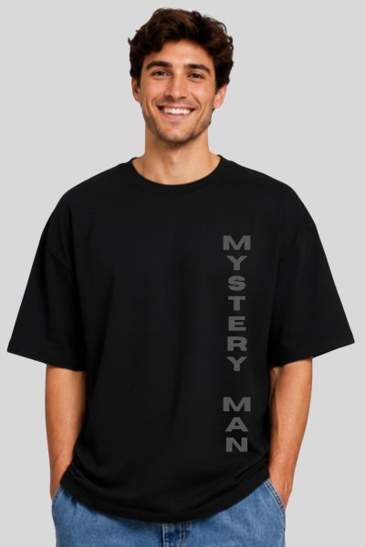 Men~s Black Mask Man Graphic Oversized T-shirt