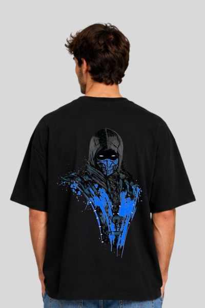 Men~s Black Mask Man Graphic Oversized T-shirt
