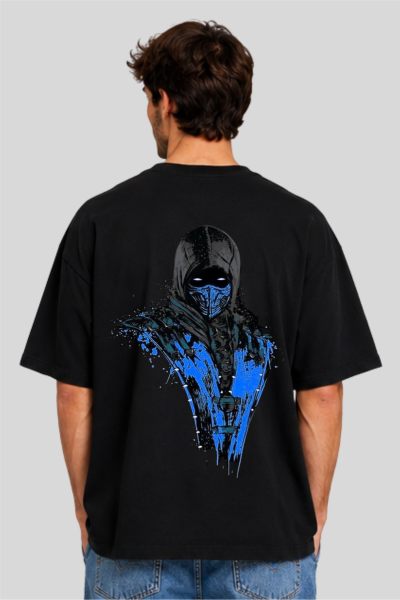 Men's Black Mask Man Graphic Oversized T-shirt