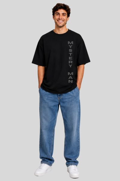 Men's Black Mask Man Graphic Oversized T-shirt