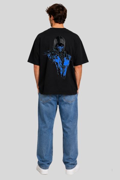 Men's Black Mask Man Graphic Oversized T-shirt