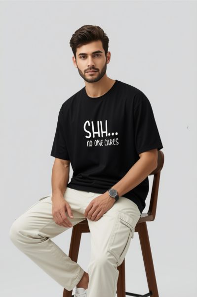 Men's Black Typography Oversized t-shirt