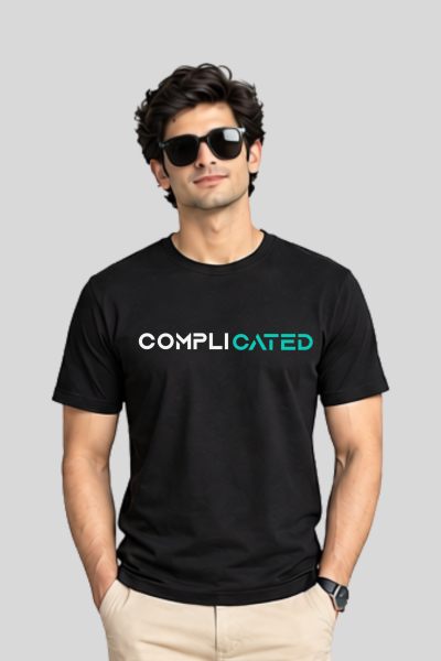Men~s Black Typography Regular Round neck T-shirt