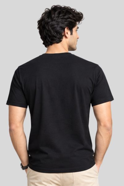 Men's Black Typography Regular Round neck T-shirt