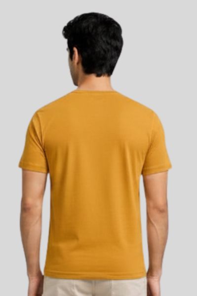 Men's Eta Mustard Yellow Solid Round Neck T-shirt