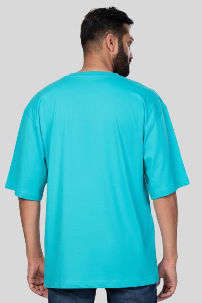 Men's Leo Cyan Solid Round Neck Oversized  T-shirt