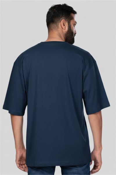 Men's Midnight Blue Solid Round neck Oversized T-shirt