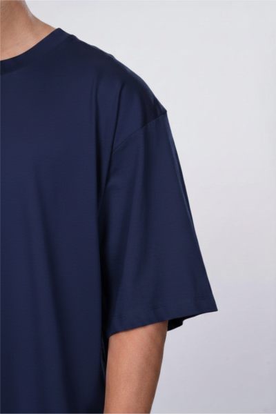 Men's Midnight Blue Solid Round neck Oversized T-shirt