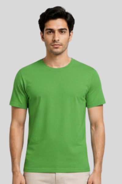  Men~s Platinum Kiwi Green Solid Round Neck  T-shirt