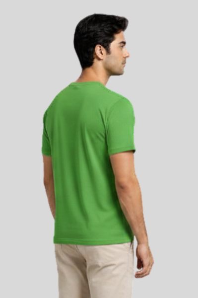 Men's Platinum Kiwi Green Solid Round Neck  T-shirt