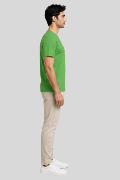 Men's Platinum Kiwi Green Solid Round Neck  T-shirt