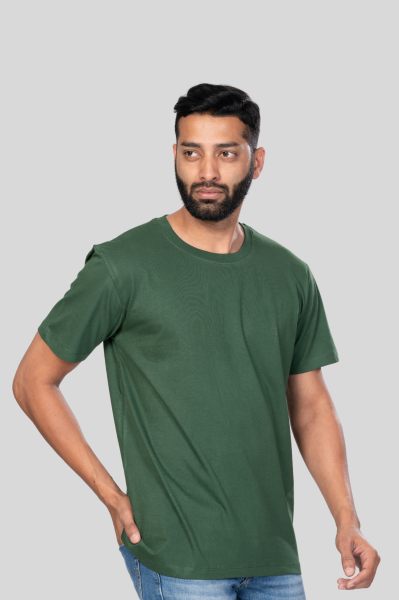 Men's Polar Lab Bottle Green Solid Round Neck T-shirt