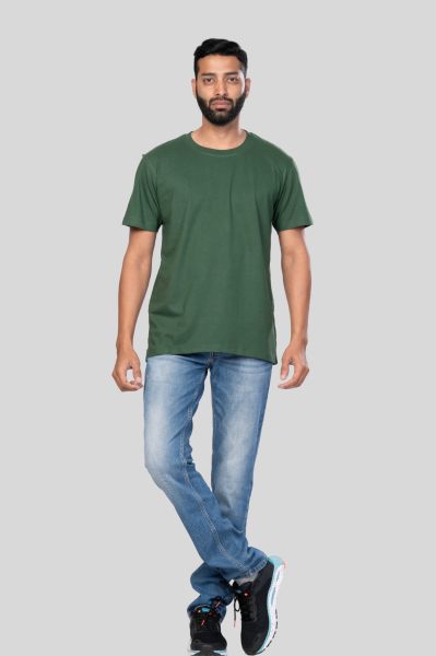 Men's Polar Lab Bottle Green Solid Round Neck T-shirt