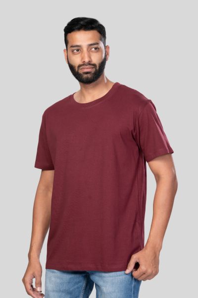 Men~s Polar Lab Maroon Solid Round Neck T-shirt