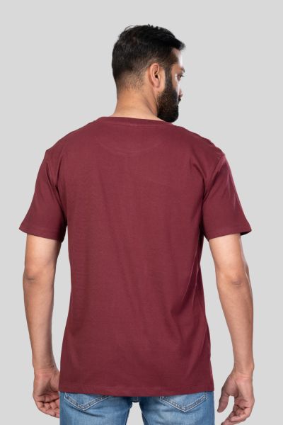 Men's Polar Lab Maroon Solid Round Neck T-shirt
