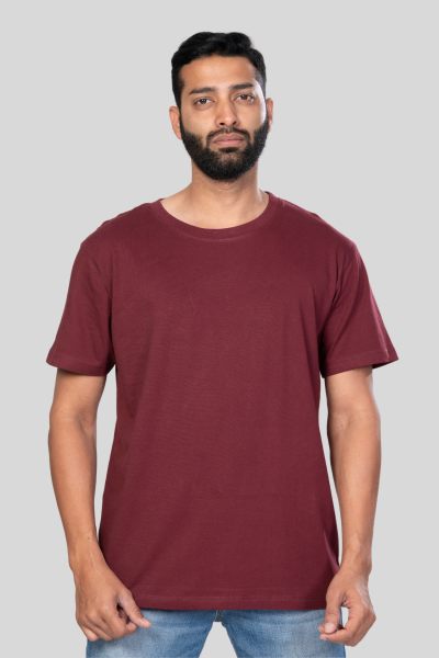 Men's Polar Lab Maroon Solid Round Neck T-shirt