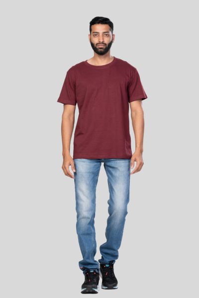 Men's Polar Lab Maroon Solid Round Neck T-shirt