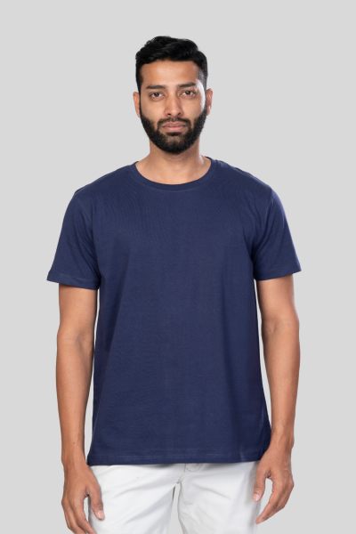 Men~s Polar Lab Navy Blue Solid Round Neck T-shirt