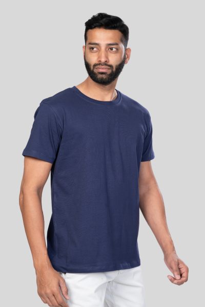 Men's Polar Lab Navy Blue Solid Round Neck T-shirt