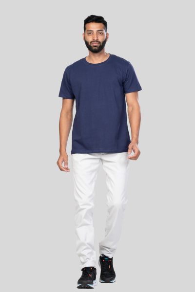Men's Polar Lab Navy Blue Solid Round Neck T-shirt
