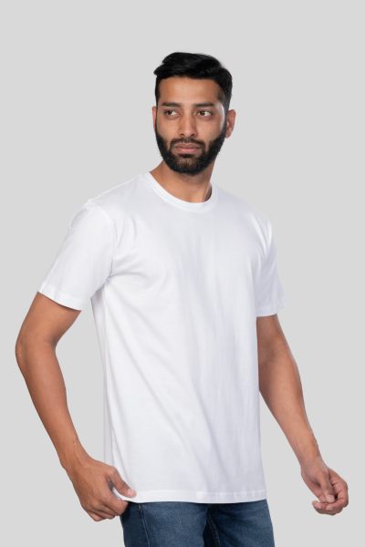 Men~s Polar Lab White Solid Round Neck T-shirt