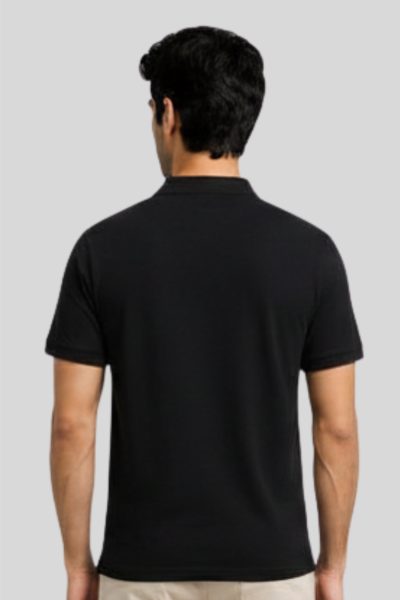 Men's Vega Black Solid Cotton Polo T-shirt