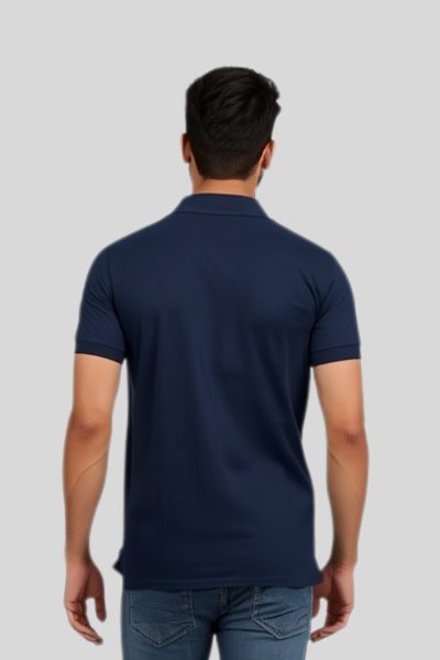 Men's Vega Navy Blue Solid  Polo T-shirt
