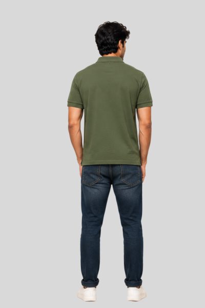 Men's Vega Olive green  Solid  Polo T-shirt