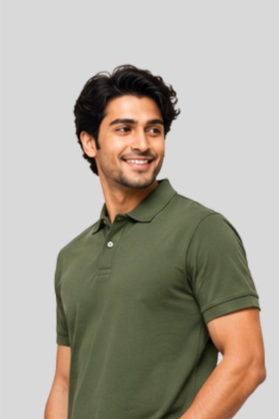 Men's Vega Olive green  Solid  Polo T-shirt