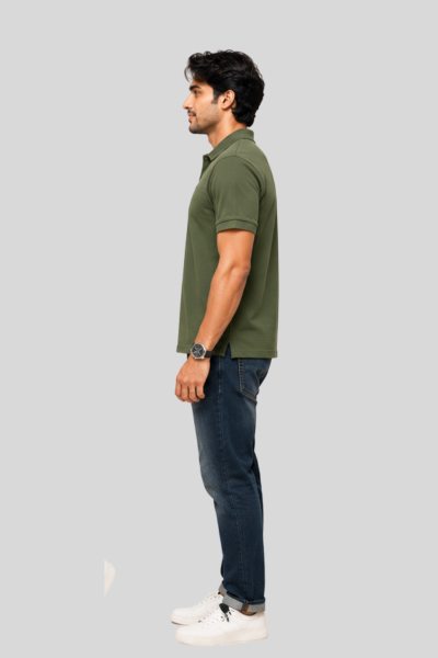 Men's Vega Olive green  Solid  Polo T-shirt