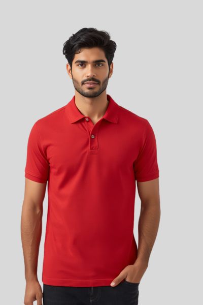 Men~s Vega Red Solid  Polo T-shirt