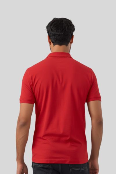 Men's Vega Red Solid  Polo T-shirt