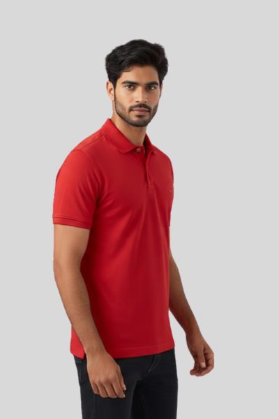 Men's Vega Red Solid  Polo T-shirt