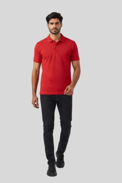 Men's Vega Red Solid  Polo T-shirt