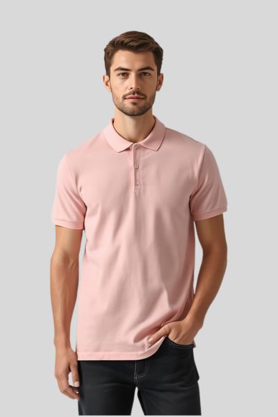 Men~s Vega Soft Pink Solid  Polo T-shirt