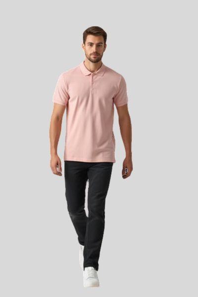 Men's Vega Soft Pink Solid  Polo T-shirt