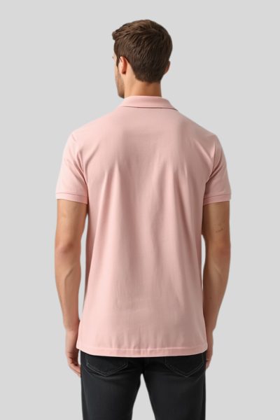 Men's Vega Soft Pink Solid  Polo T-shirt