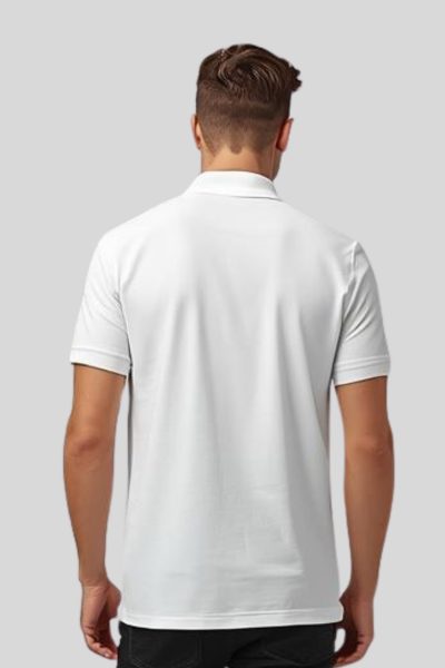 Men's Vega White Solid Cotton Polo T-shirt