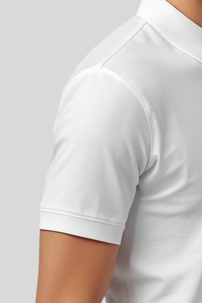 Men's Vega White Solid Cotton Polo T-shirt