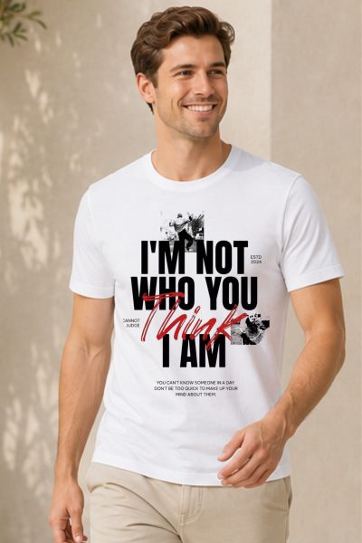 Men's White Graphic Round Neck T-shirt