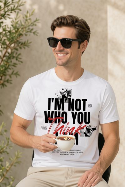 Men's White Graphic Round Neck T-shirt