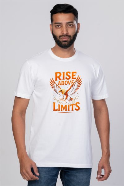 Men's White Rise About Limits Graphic Round Neck T-shirt
