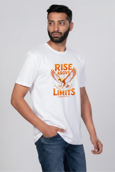 Men's White Rise About Limits Graphic Round Neck T-shirt
