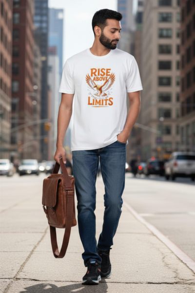 Men's White Rise About Limits Graphic Round Neck T-shirt