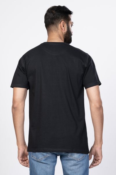 Shleviro Men's Cor Black solid Round Neck T-shirt