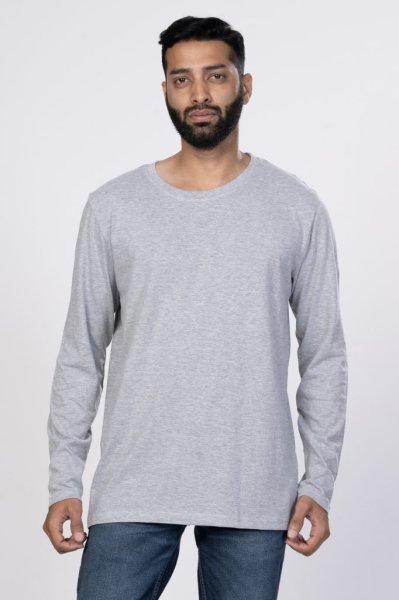 Shleviro Men's Cygnus Grey Heather Solid  Full Sleeve T-shirt