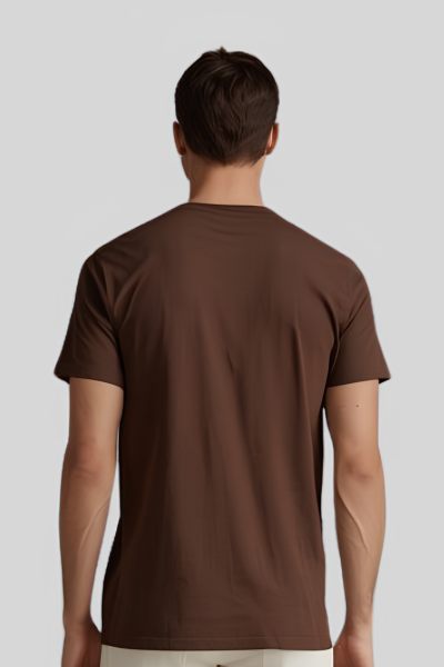 Men's Eta Coffee Solid Round Neck Half Sleeve T-shirt