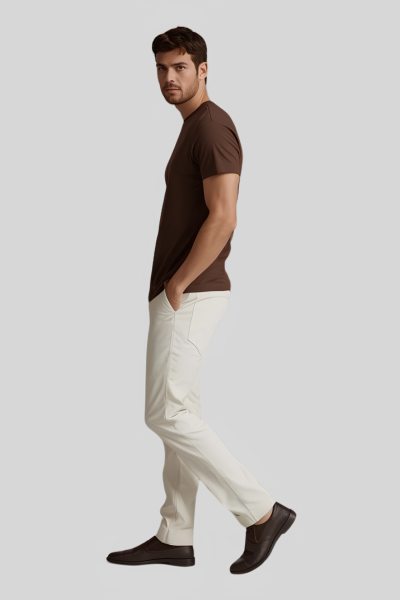 Men's Eta Coffee Solid Round Neck Half Sleeve T-shirt